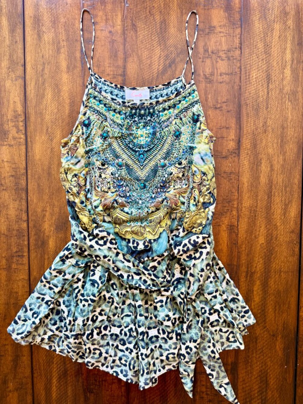 Camilla Blue, Teal and Gold Printed Mini Dress - Picture 2 of 9